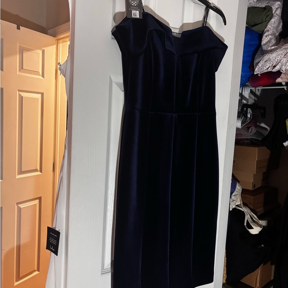 Vince Camuto Strapless Midnight Blue Dress
